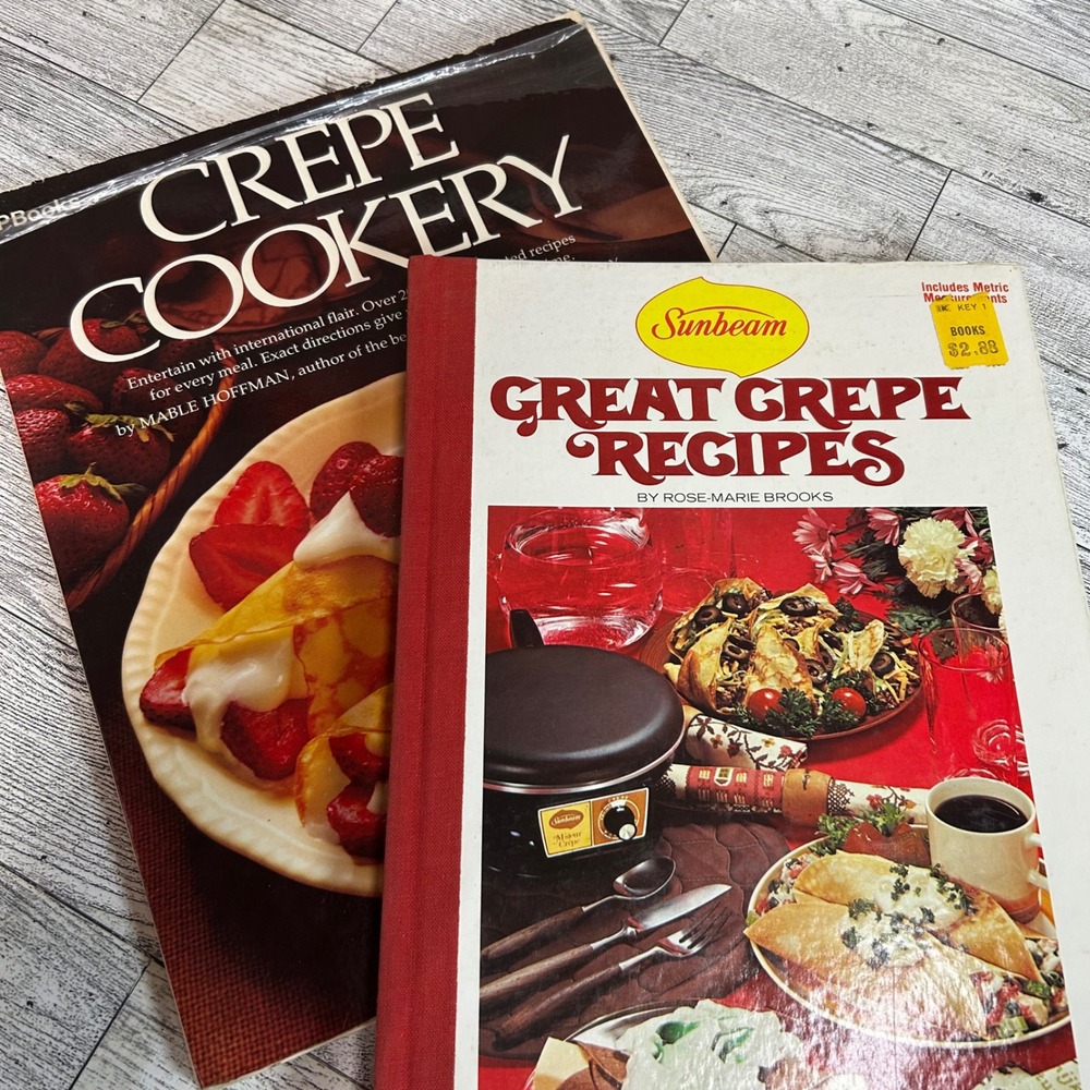 Vintage Crepe Cookbook Lot - Mable Hoffman - Sunbeam Great Crepe Recipes - 1970s